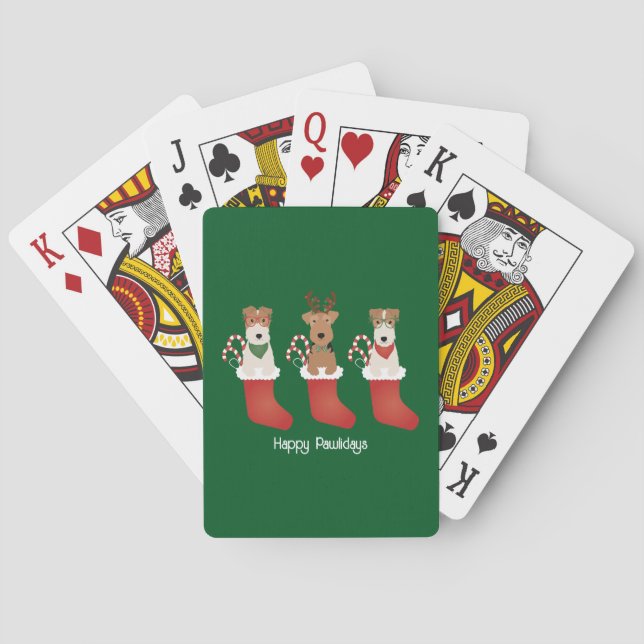 Happy Pawlidays Welsh Wire Fox Terrier Dogs Poker Cards (Back)
