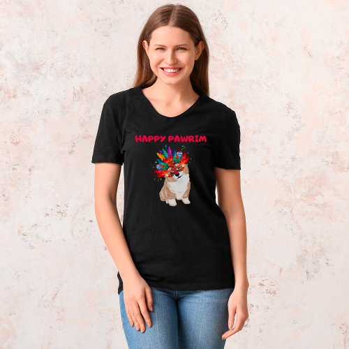 Happy Pawrim Funny Dog Mask Purim  T_Shirt