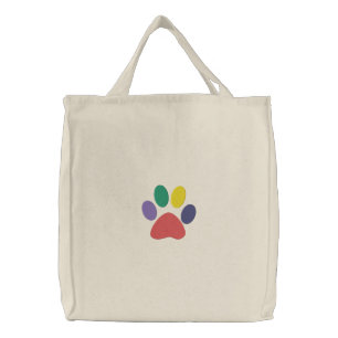Happy Paws Doggie Embroidered Tote Bag