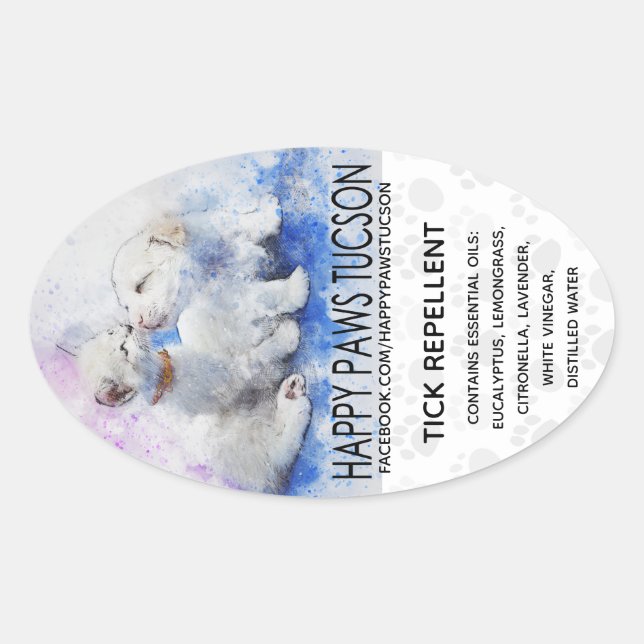 Happy Paws Oval Sticker (Front)