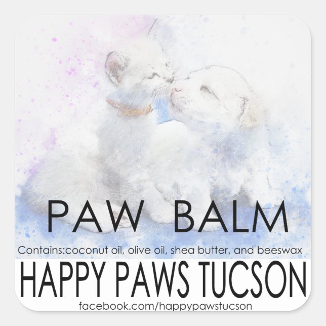 Happy Paws Square Sticker (Front)