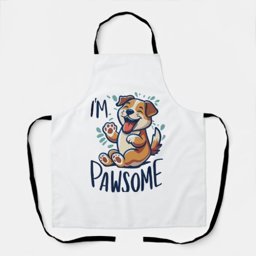 Happy pawsome dog Classic T_Shirt Apron