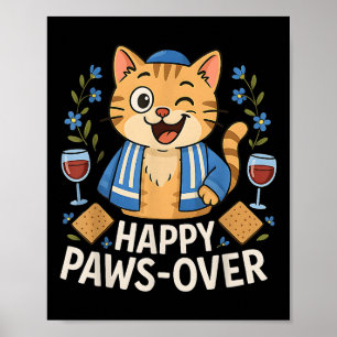 Happy Pawsover Cat Pover Seder Jewish Cat Lover  Poster
