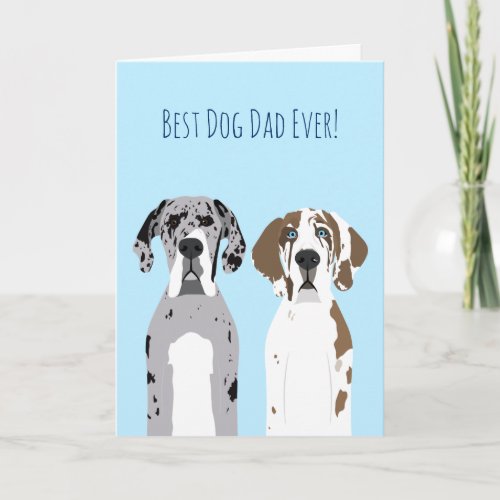 Happy Pawthers Day Cute Great Dane Dogs Blue Card
