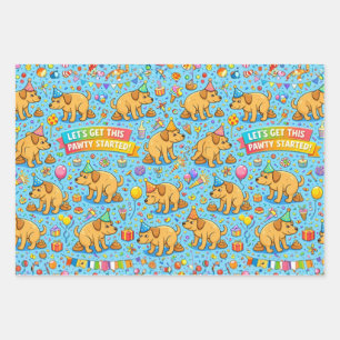 Happy Pawty Dog Party Wrapping Paper Sheets