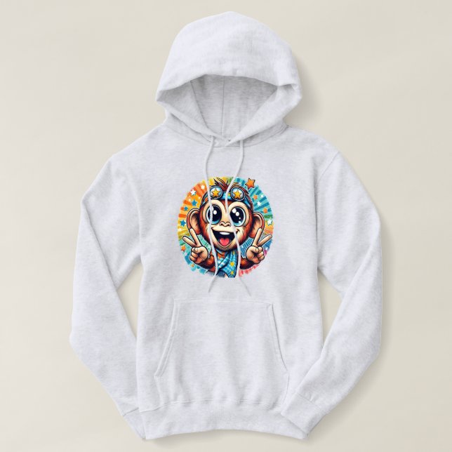 "Happy Peace Monkey" Hoodie (Design Front)