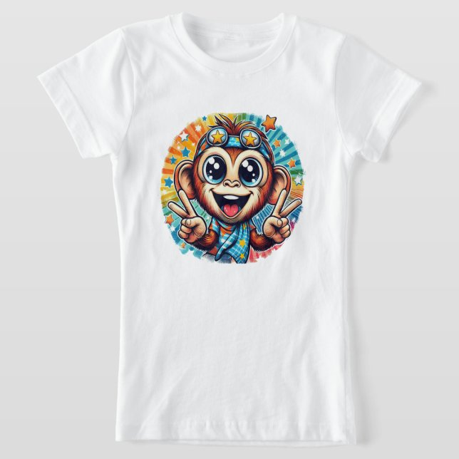 "Happy Peace Monkey" T-Shirt No. 5 (Laydown)