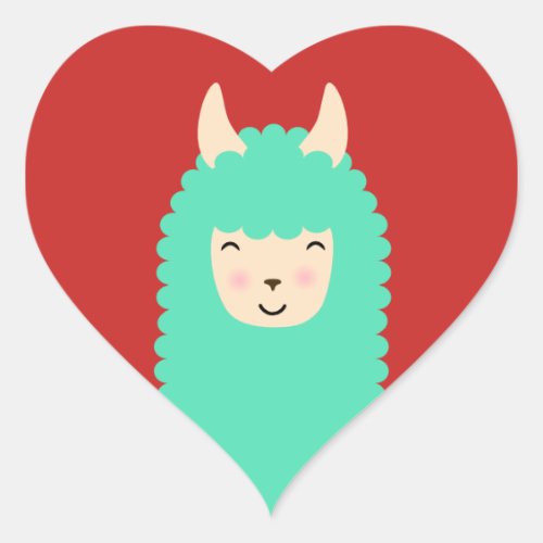Happy Peekaboo Llama Heart Stickers
