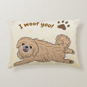 Happy Pekingese Dog Lover I Woof You Paws Accent Pillow