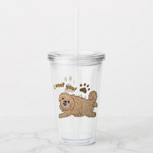 Happy Pekingese Dog Lover I Woof You Paws Acrylic Tumbler