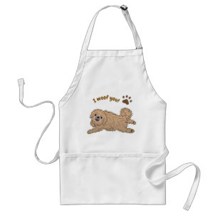 Happy Pekingese Dog Lover I Woof You Paws Adult Apron