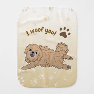 Happy Pekingese Dog Lover I Woof You Paws Baby Burp Cloth