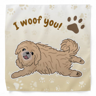 Happy Pekingese Dog Lover I Woof You Paws Bandana