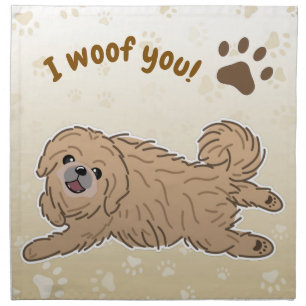 Happy Pekingese Dog Lover I Woof You Paws Cloth Napkin