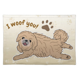 Happy Pekingese Dog Lover I Woof You Paws Cloth Placemat