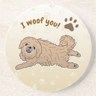 Happy Pekingese Dog Lover I Woof You Paws Coaster