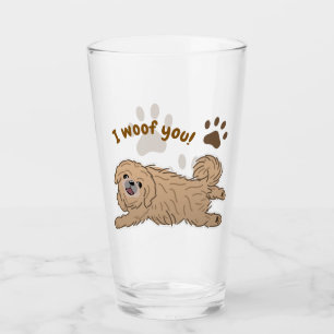 Happy Pekingese Dog Lover I Woof You Paws Glass