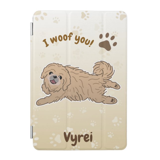 Happy Pekingese Dog Lover I Woof You Paws iPad Mini Cover (Front)