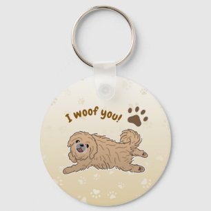 Happy Pekingese Dog Lover I Woof You Paws Keychain