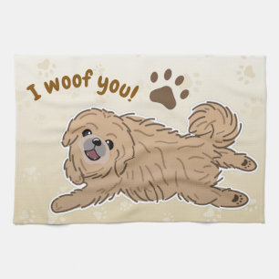 Happy Pekingese Dog Lover I Woof You Paws Kitchen Towel