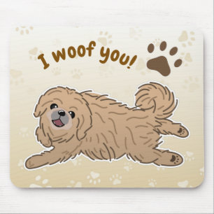 Happy Pekingese Dog Lover I Woof You Paws Mouse Pad