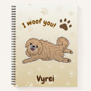 Happy Pekingese Dog Lover I Woof You Paws Notebook