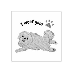 Happy Pekingese Dog Lover I Woof You Paws Rubber Stamp