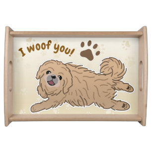 Happy Pekingese Dog Lover I Woof You Paws Serving Tray
