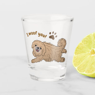 Happy Pekingese Dog Lover I Woof You Paws Shot Glass