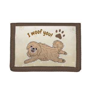 Happy Pekingese Dog Lover I Woof You Paws Tri-fold Wallet