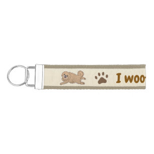 Happy Pekingese Dog Lover I Woof You Paws Wrist Keychain