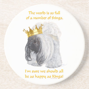 Happy Pekingese King Sandstone Coaster