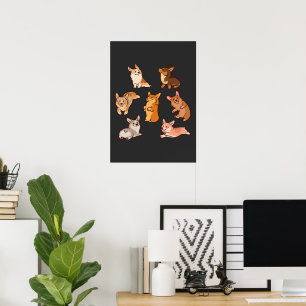 Happy Pembroke Welsh Corgi Dog Lovers Art  Poster