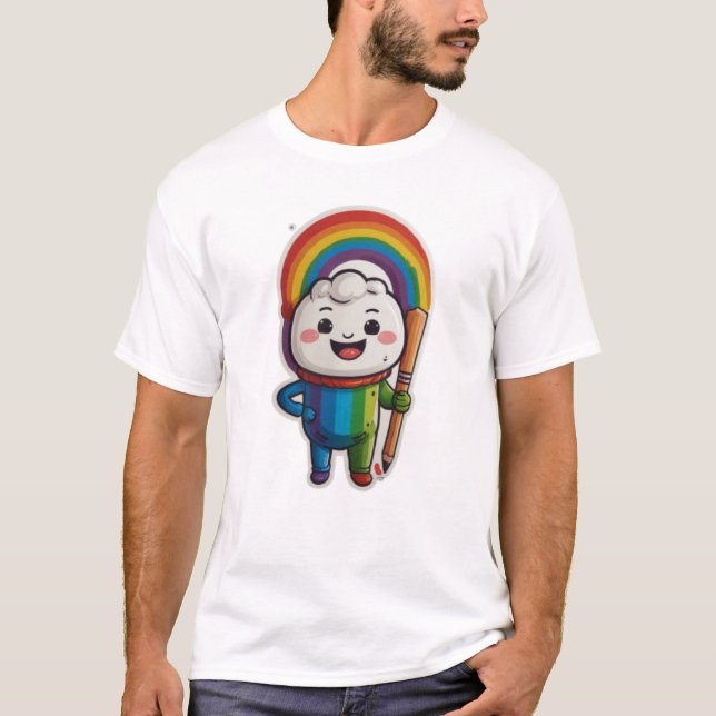 Happy Pencil Sketching Rainbow  T-Shirt (Front)