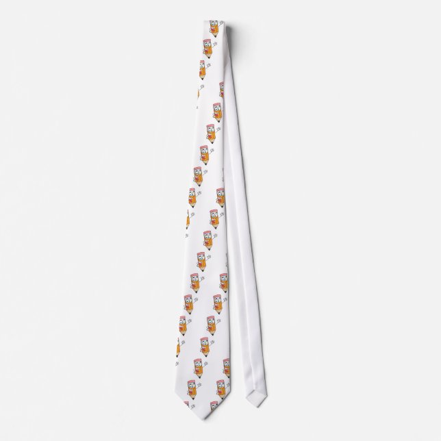 Happy Pencil Waving Neck Tie (Front)