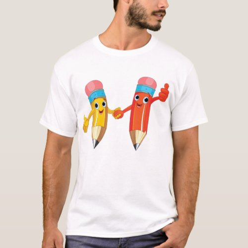 Happy Pencils Red And Yellow T_Shirt