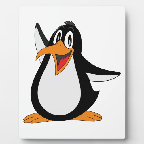 Happy penguin animation cartoon illustration plaque
