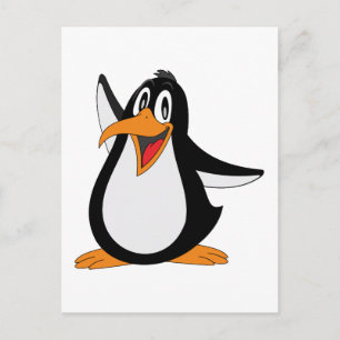 Happy penguin animation cartoon illustration postcard