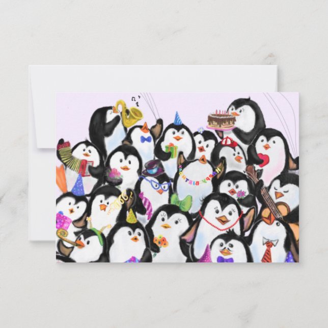 Happy Penguin Birthday Card (Back)