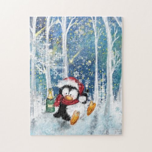 Happy Penguin _ Christmas Celebration Fun Painting Jigsaw Puzzle