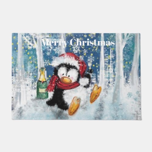 Happy Penguin Christmas Doormat