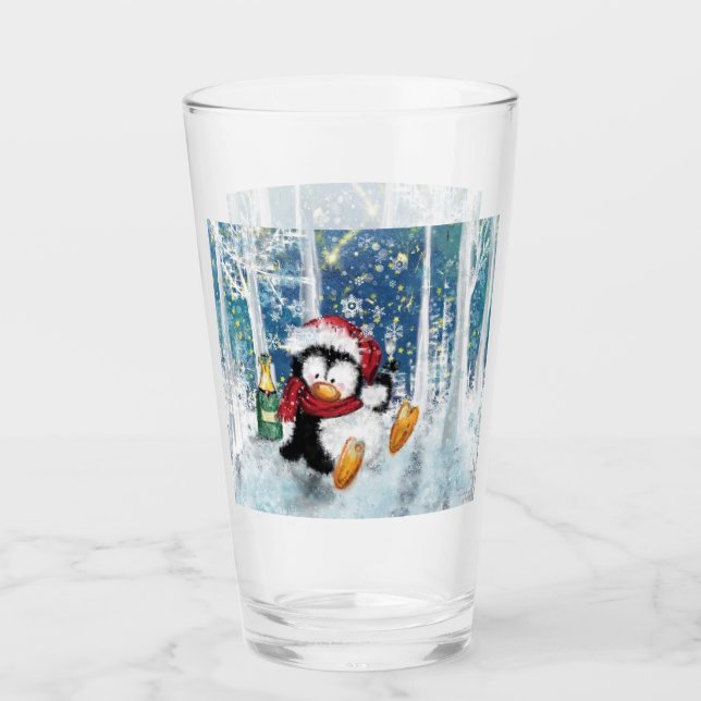 Happy Penguin - Christmas Glass (Front)