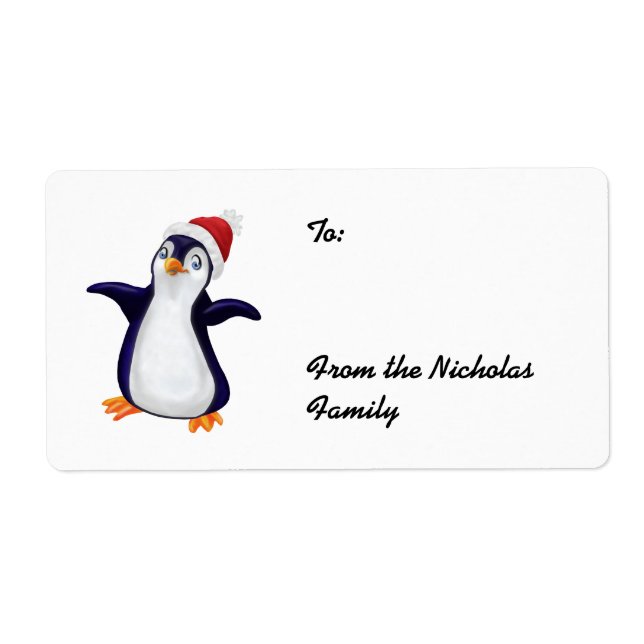 Happy Penguin Christmas Present labels (L) (Front)