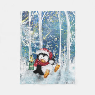 Happy Penguin Fleece Blanket Christmas