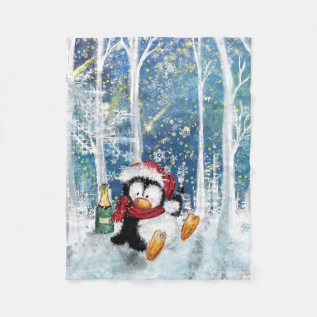 Happy Penguin Fleece Blanket Christmas (Front)