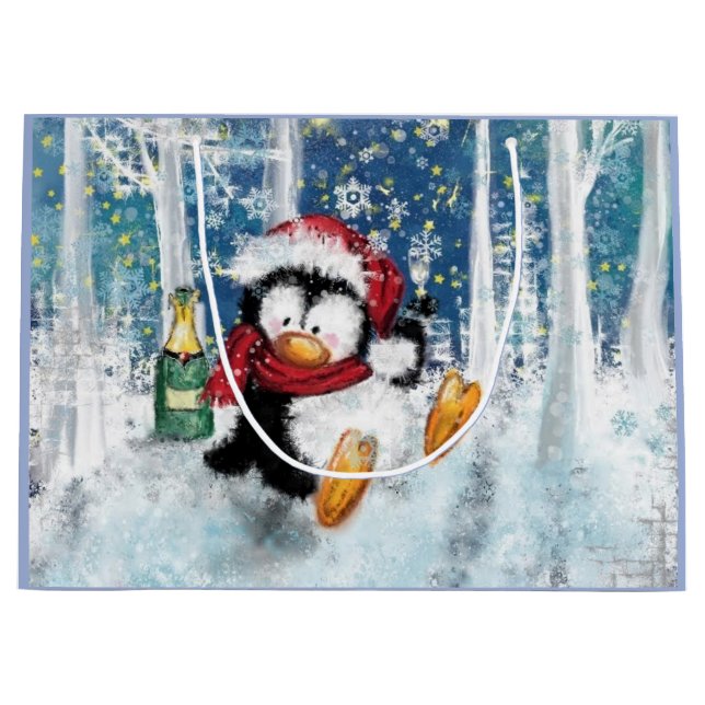 Happy Penguin Funny Christmas Gift Bag (Front)
