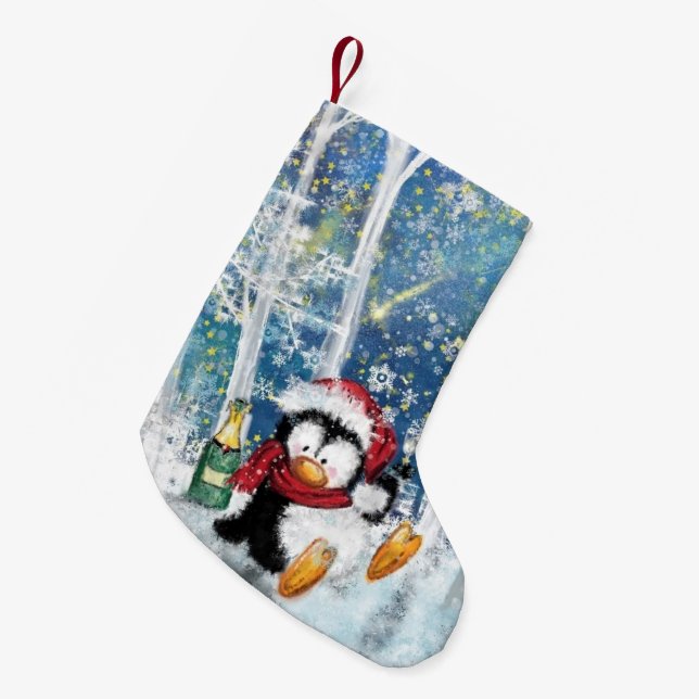 Happy Penguin Funny Christmas Stockings (Front (Hanging))