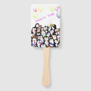 Happy Penguin Hand Fans - Custom Text