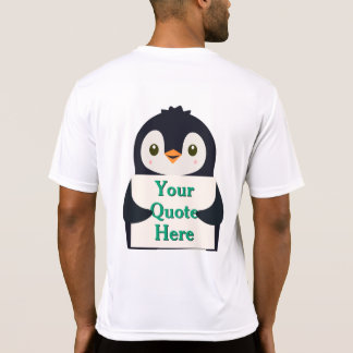 Happy penguin holding a sign to personalize T-Shirt