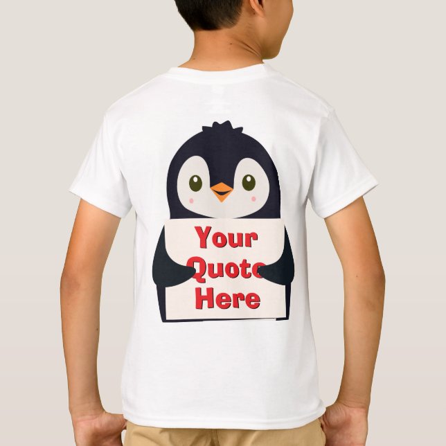 Happy penguin holding a sign to personalize T-Shirt (Back)